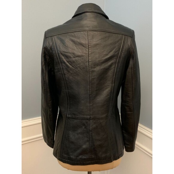 Wilsons Leather Jacket Womens M Pelle Studio Blazer Lined Fitted Soft Black Y2K - Picture 3 of 12